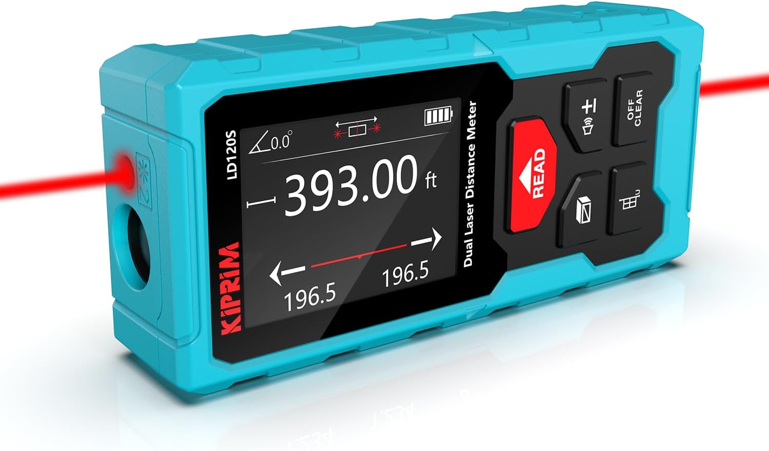 Kiprim® LD120S Laser-Entfernungsmesser 120 m mit digitalem Niveau, präziser Messung & Pythagoras-Funktion