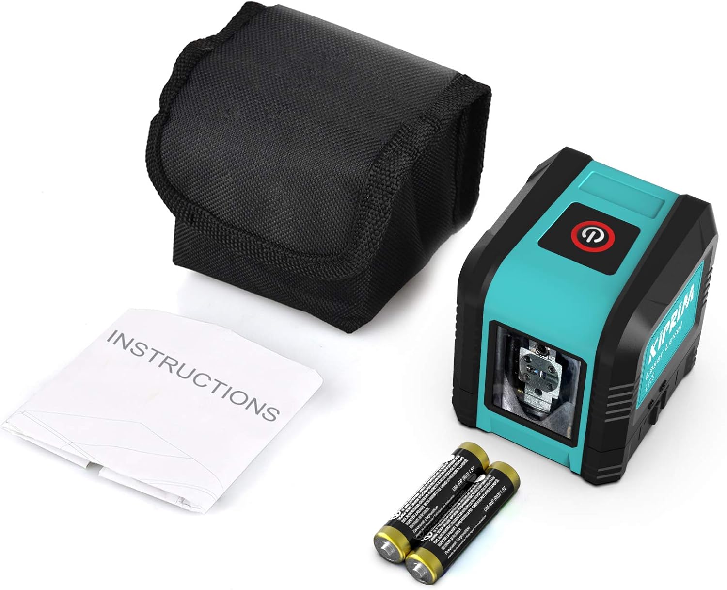 Kiprim® Kreuzlinienlaser selbstnivellierend mit grünem Strahl für Bau & Heimwerken inkl. Tasche & Batterien