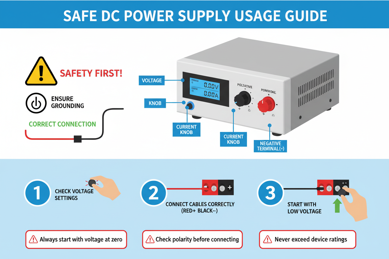 How to Safely Use a DC Power Supply: Beginner's Guide Kiprim