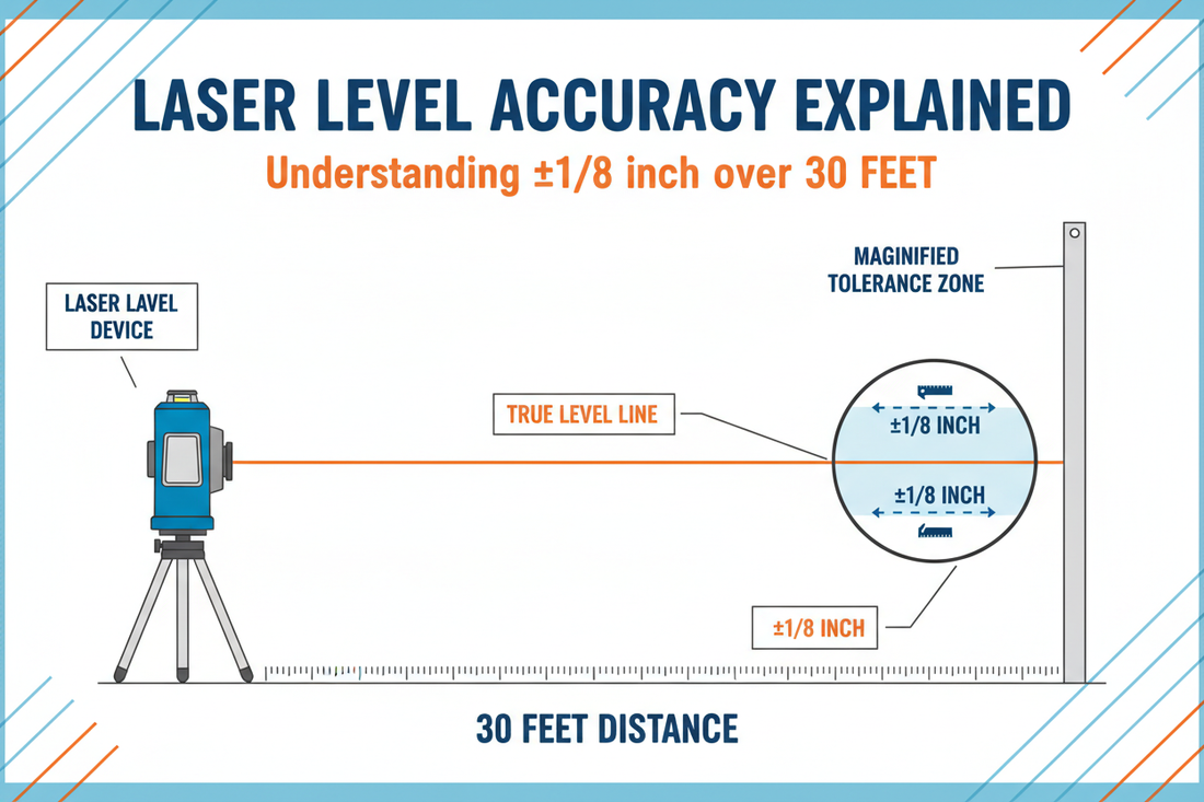 Laser Level Accuracy Explained: What Does ±1/8" at 30 ft Really Mean?