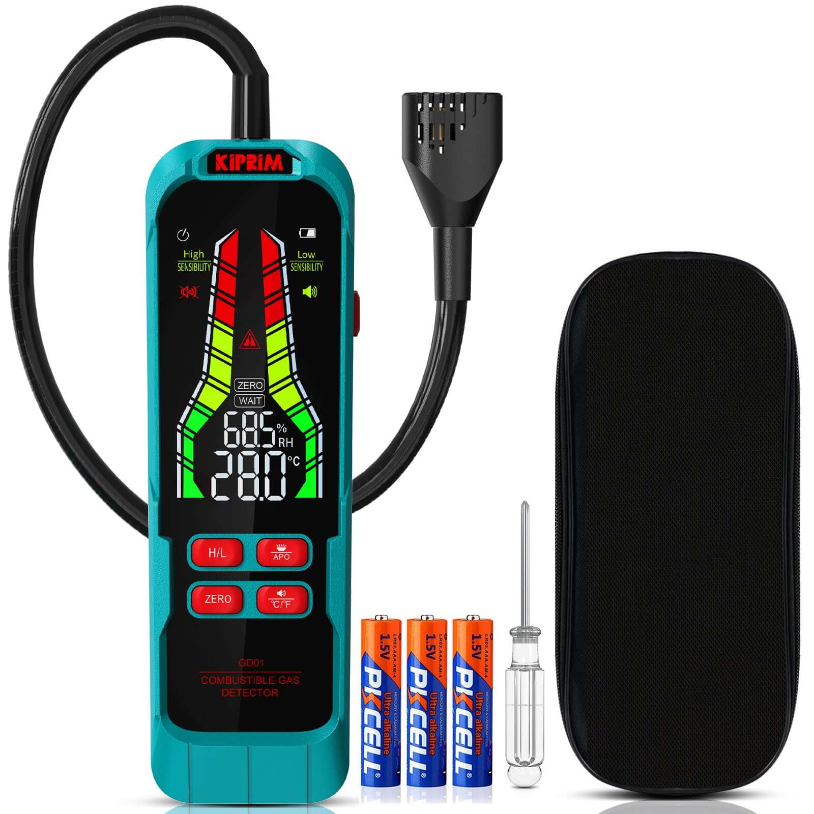 Kiprim GD01 Gas Leak Detector with 9.4-Inch Probe - Kiprim