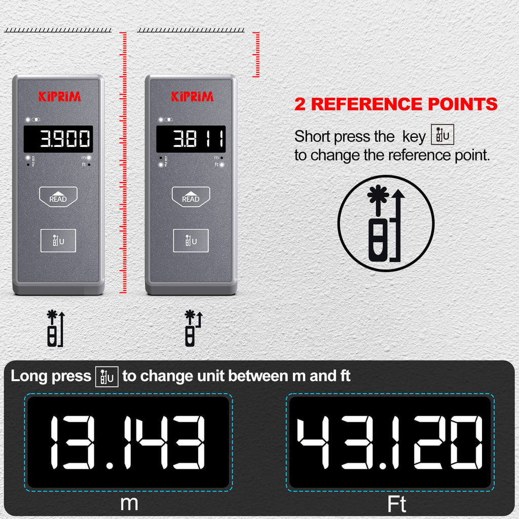 Kiprim LD70M Laser Distance Meter 229 ft Measure 70m - Kiprim