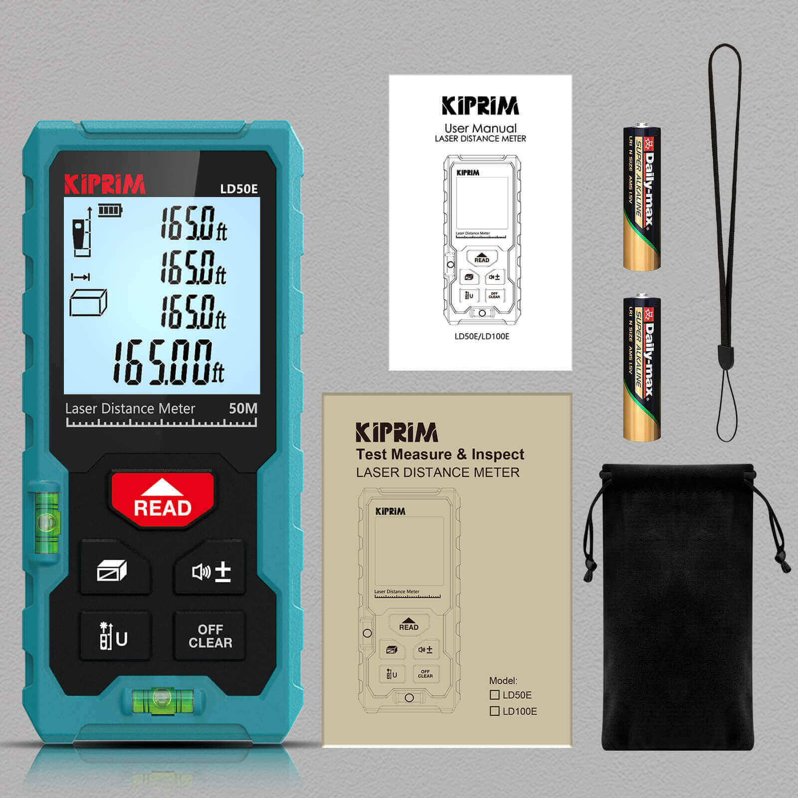 Kiprim LD50E Laser Distance Measure 165ft 50M Measure - Kiprim