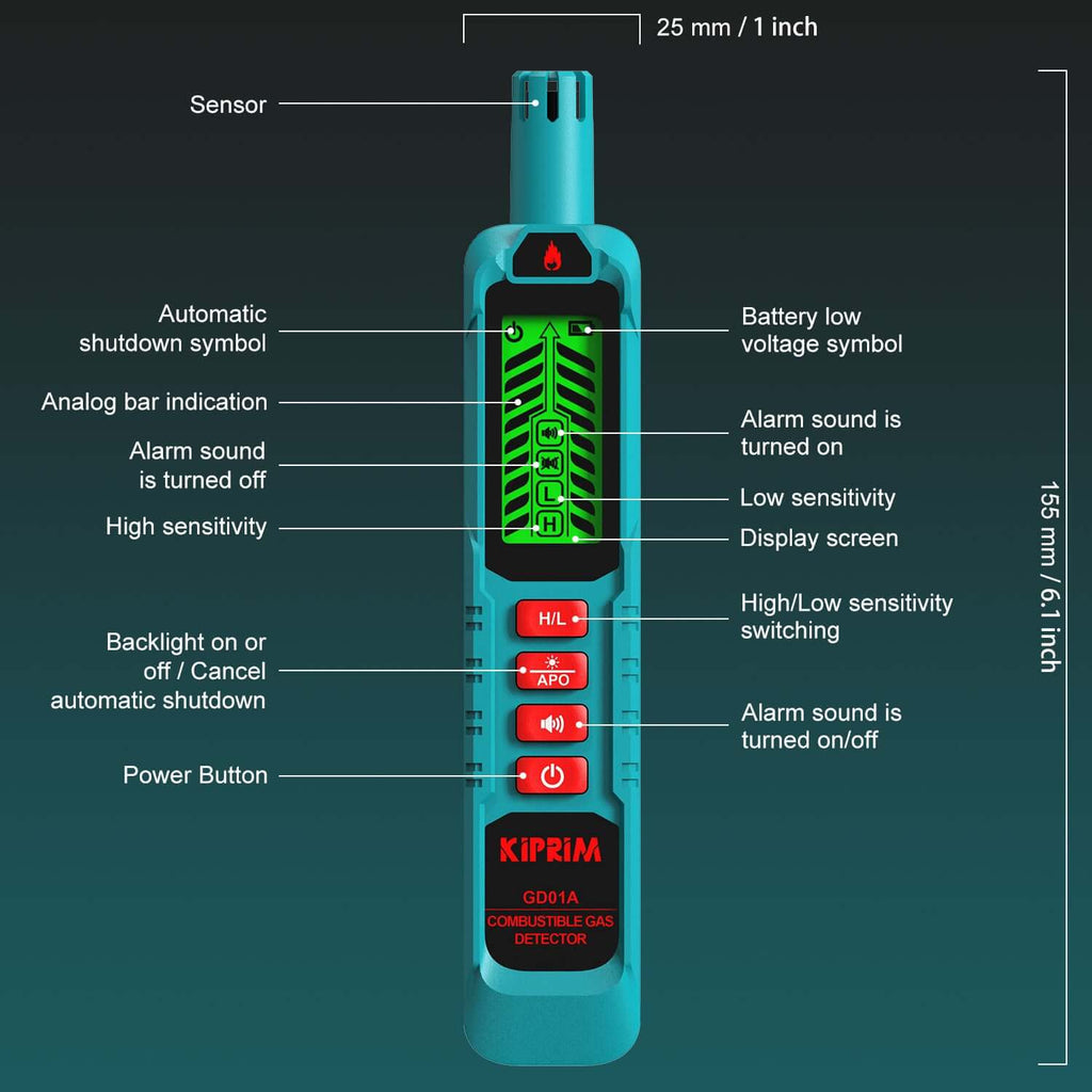 Kiprim GD01A Natural Gas Leak Detector - Kiprim