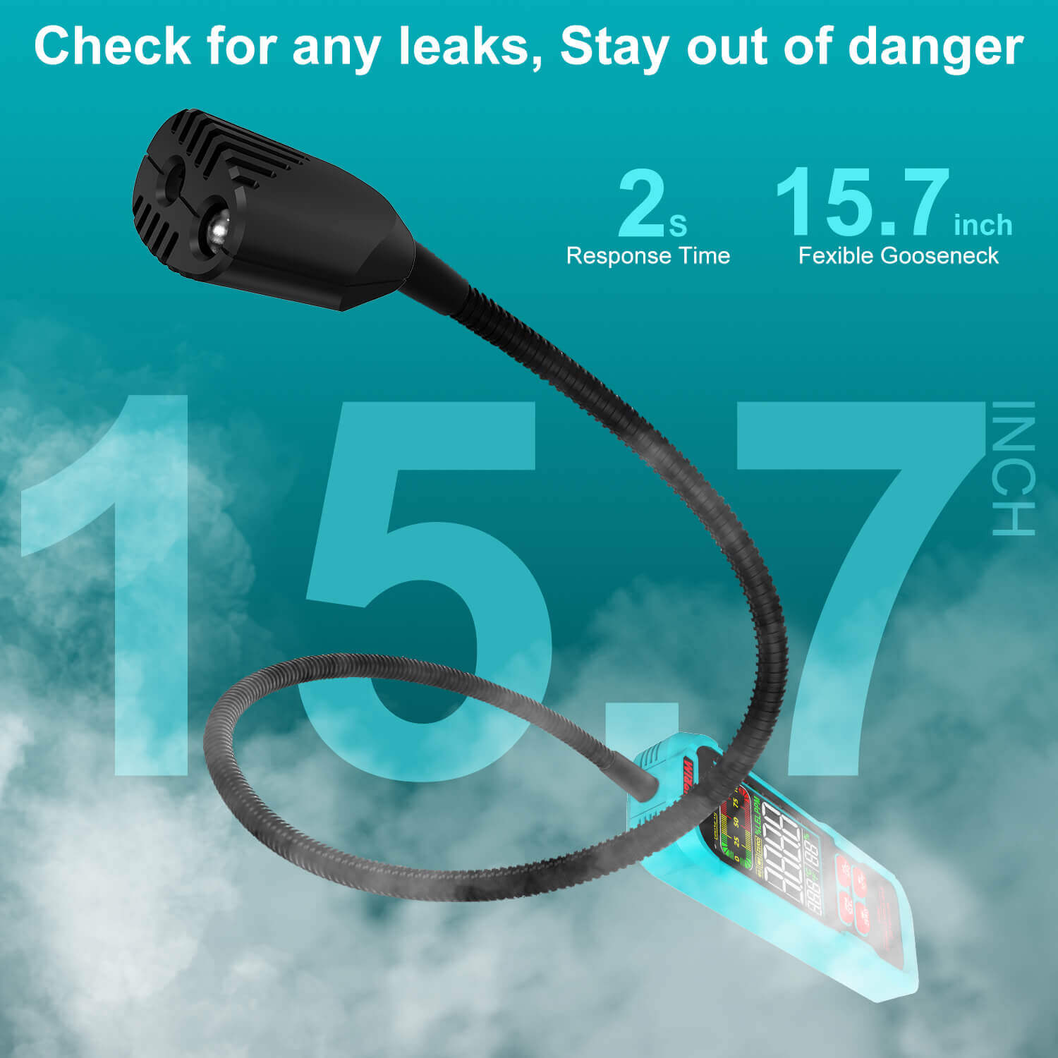 Kiprim GD02 Gas Leak Detector with Extended 15.7in Gooseneck - Kiprim