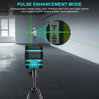 Kiprim® LV8 Grüner Laser-Kreuzlinienlaser mit Helligkeitsregulierung, Selbstnivellierung &amp; Pulsmodus, inkl. Batterien &amp; Tasche