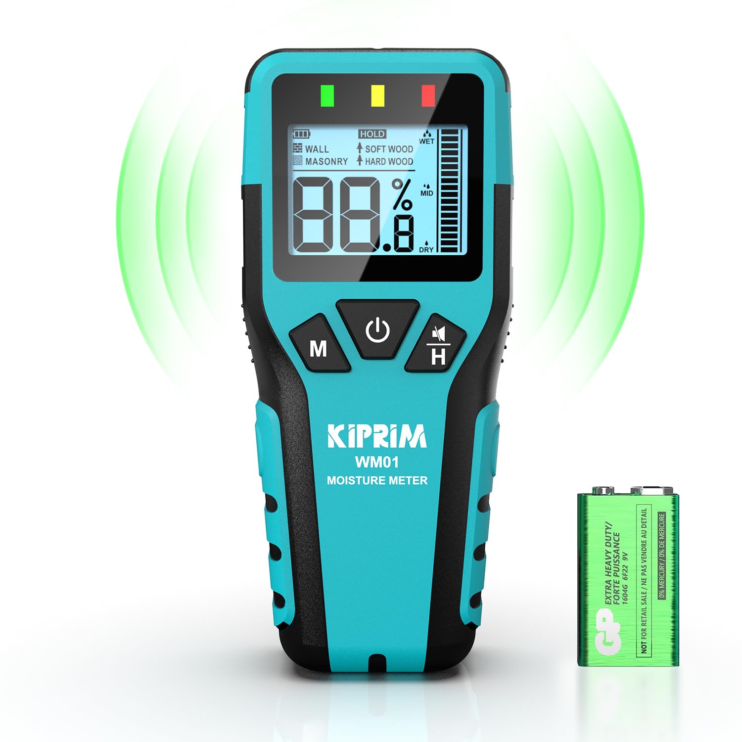 Kiprim® Feuchtigkeitsmesser Pinless WM01 – Präziser Feuchtigkeitstester für Holz, Boden &amp; Wände