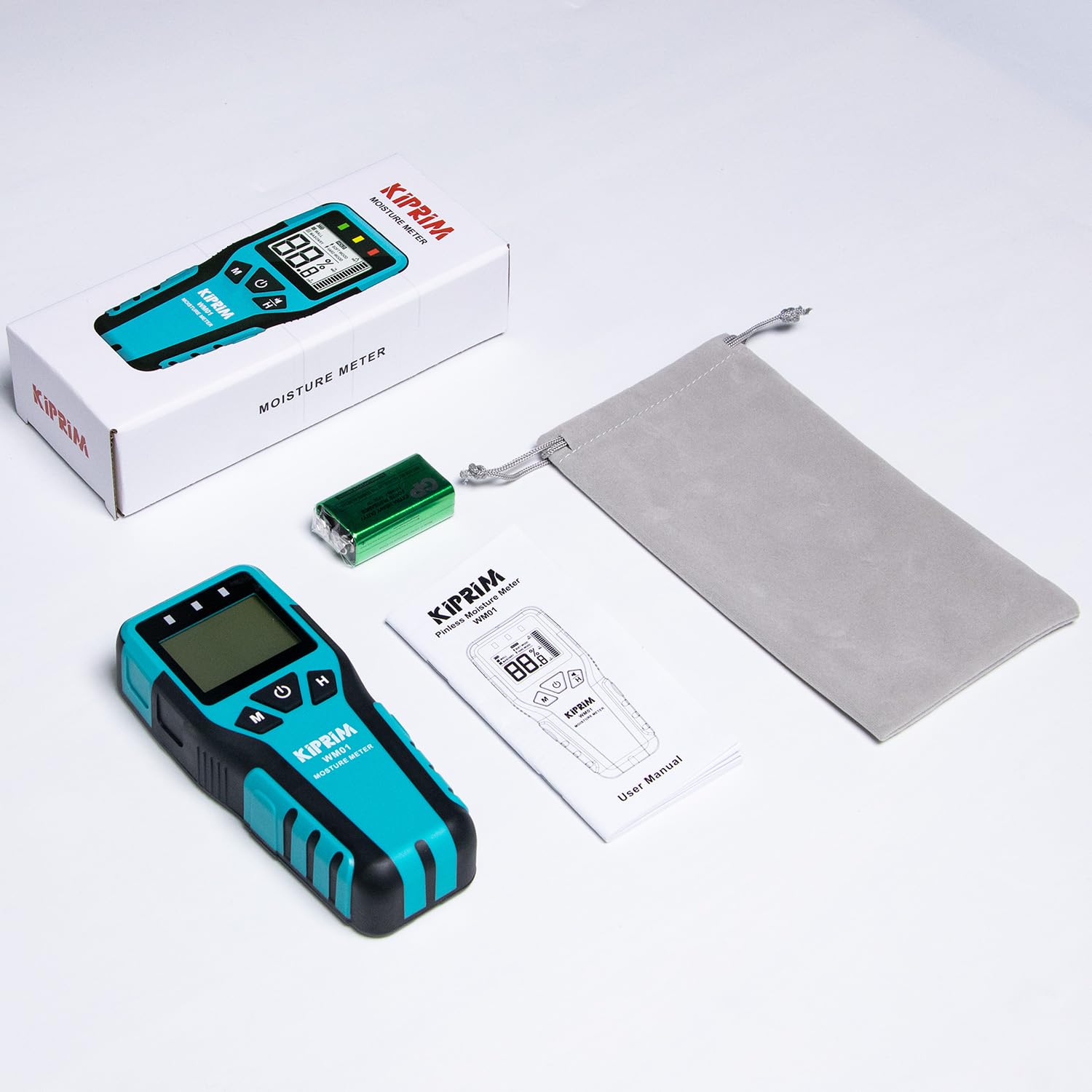 Kiprim® Feuchtigkeitsmesser Pinless WM01 – Präziser Feuchtigkeitstester für Holz, Boden &amp; Wände