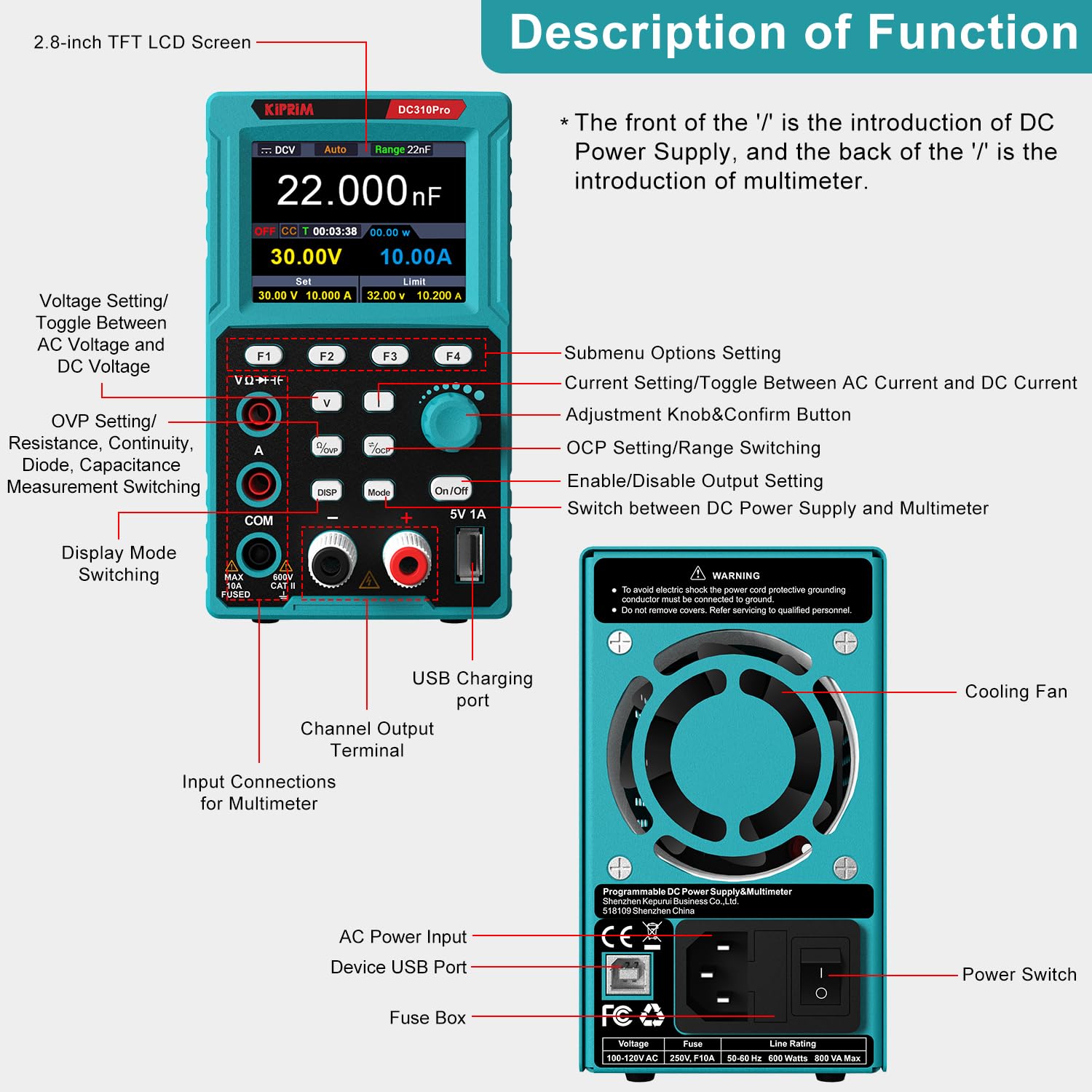 Kiprim® Tragbarer Gasmelder mit akustischem und visuellem Alarm, H/L Empfindlichkeitsmodus