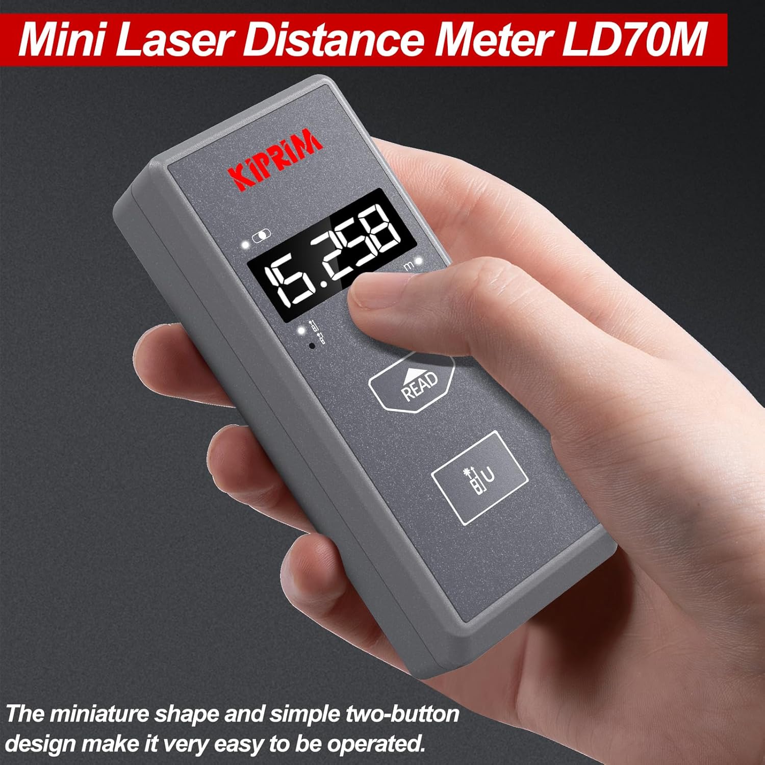 Kiprim® Laser-Entfernungsmesser 70 m LD70M mit Einheitenwechsel m/ft und variablem Referenzpunkt