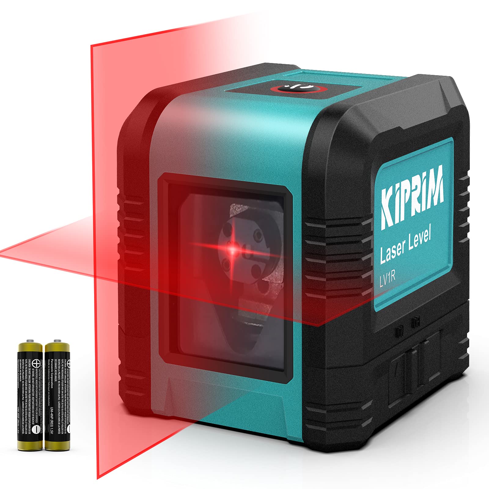 Kiprim® Kreuzlinienlaser selbstnivellierend mit rotem Strahl für Bau &amp; Heimwerken inkl. Tasche &amp; Batterien