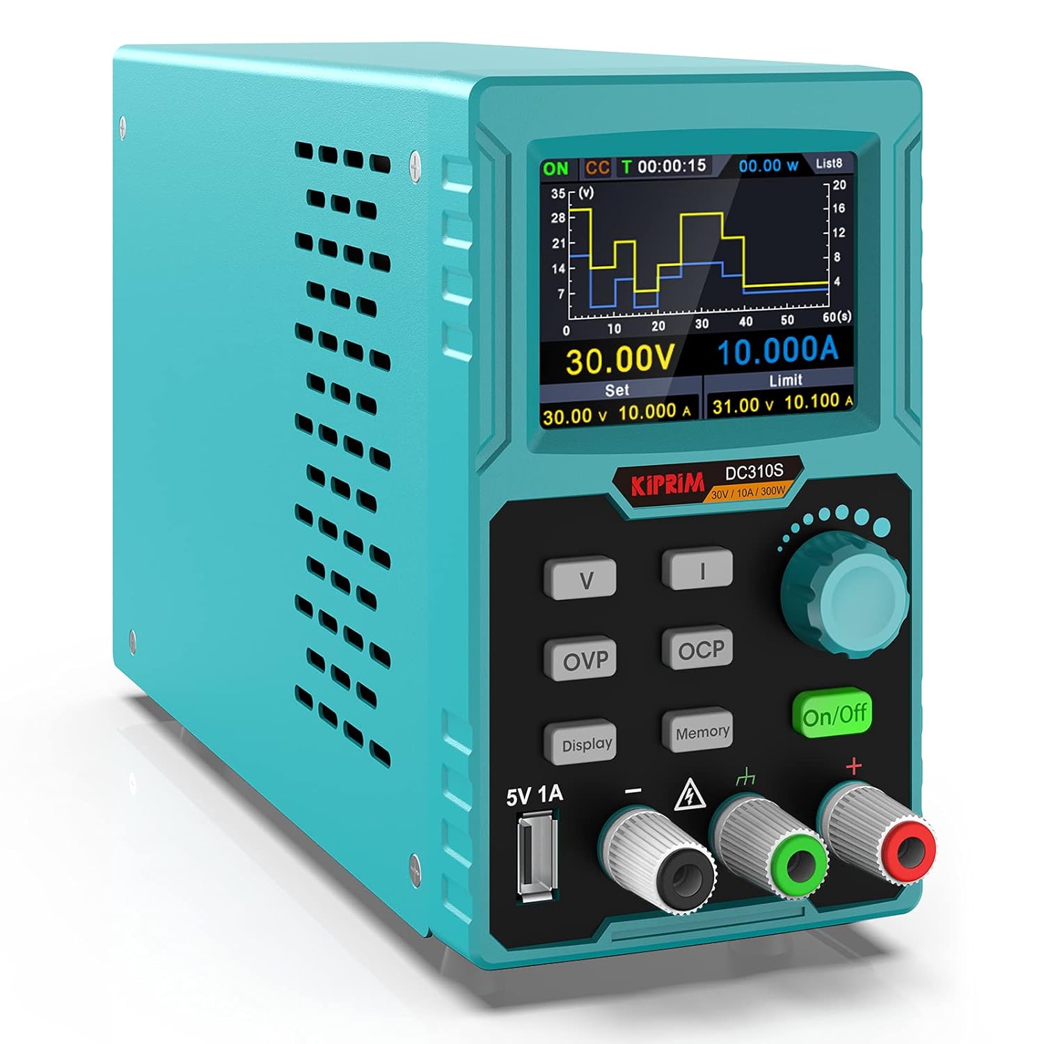 Kiprim® Programmierbares DC-Netzteil 0-30 V 0-10 A, 110 V, Hohe Präzision, USB-Ladung
