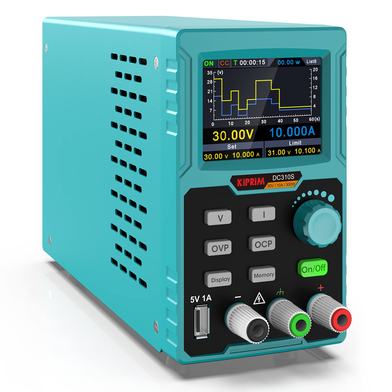 Kiprim® Programmierbares DC-Netzteil 0-30 V 0-10 A, 110 V, Hohe Präzision, USB-Ladung