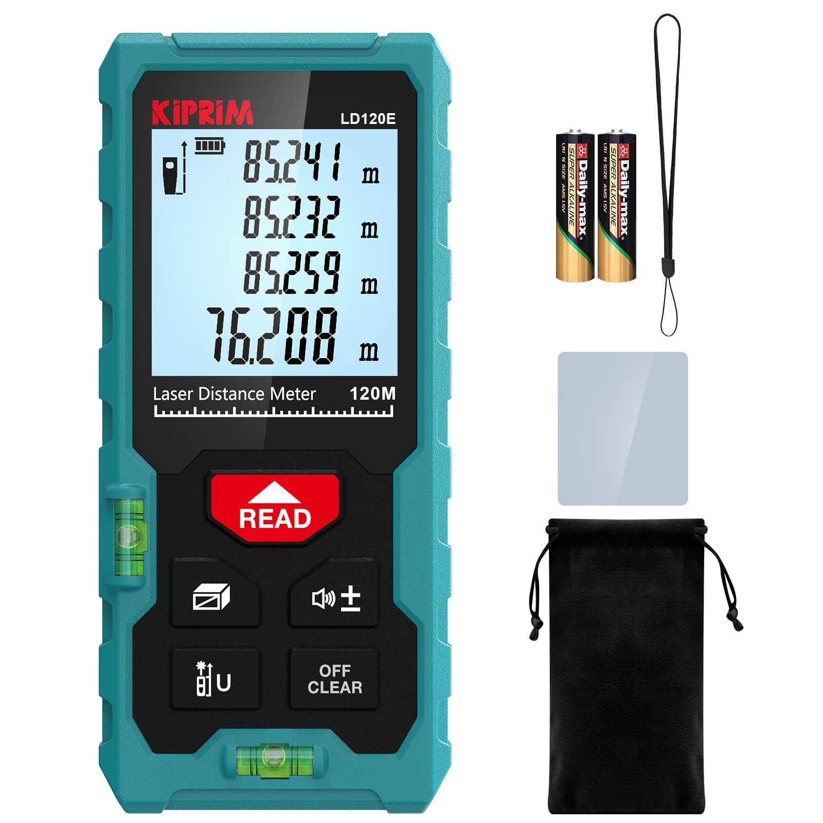 Kiprim® LD120E Laser-Entfernungsmesser 120M mit 2 Wasserwaagen - Kiprim