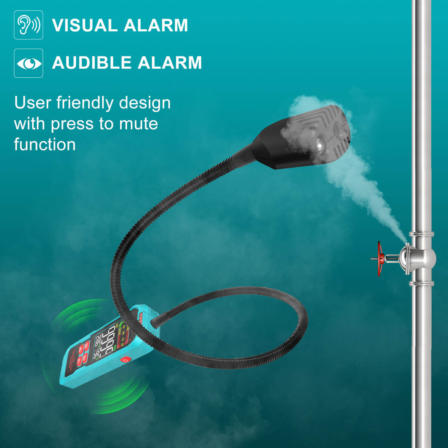 Kiprim GD02 Gas Leak Detector with Extended 15.7in Gooseneck - Kiprim