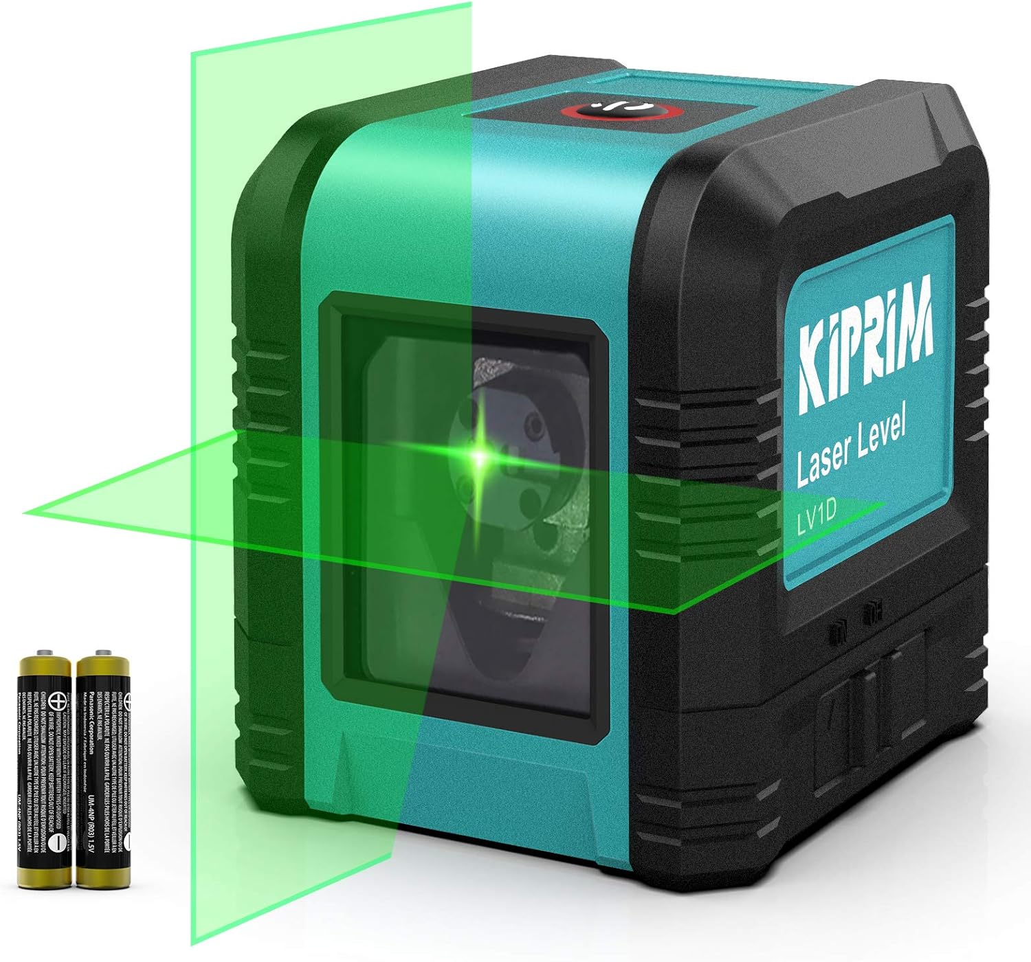Kiprim® Kreuzlinienlaser selbstnivellierend mit grünem Strahl für Bau &amp; Heimwerken inkl. Tasche &amp; Batterien