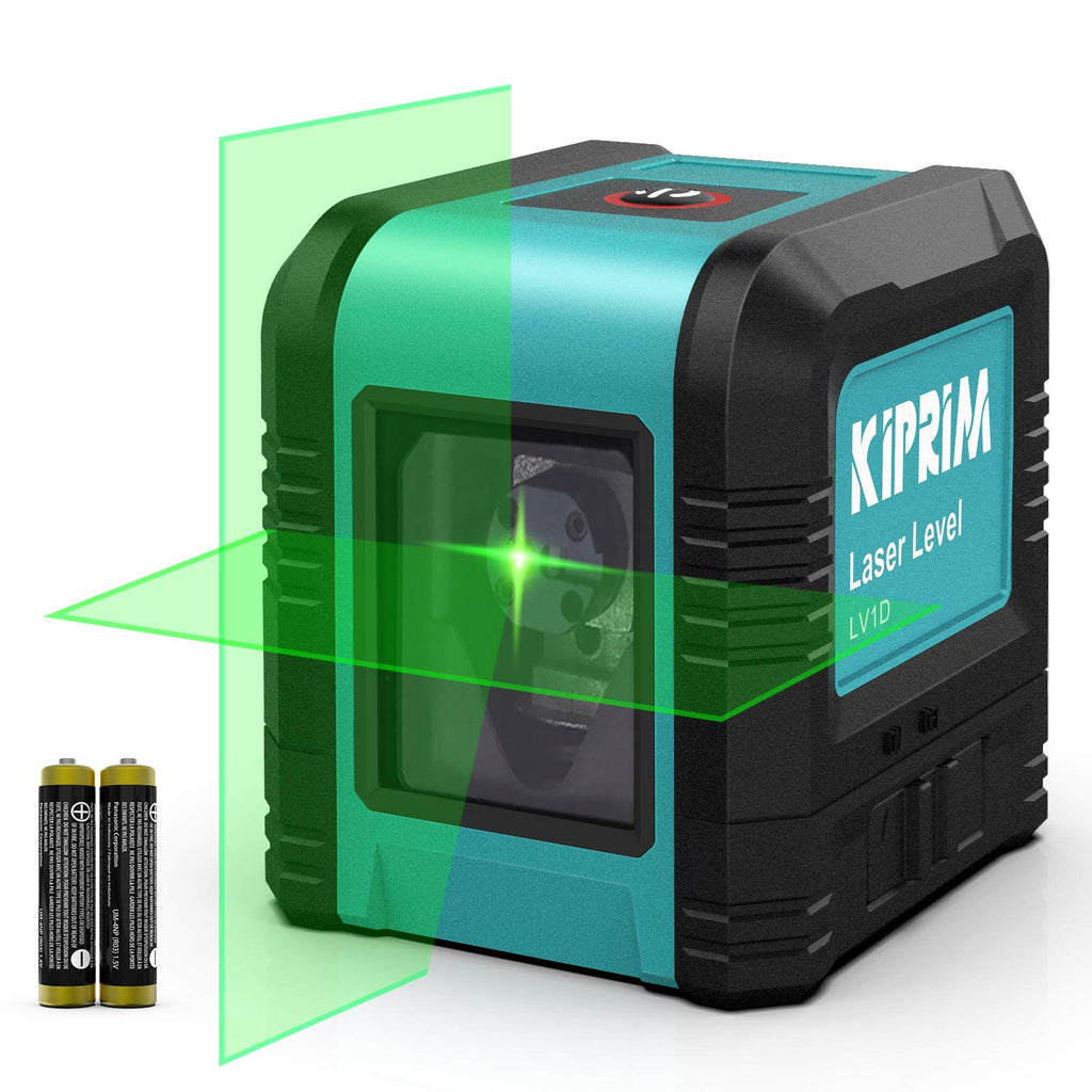 Kiprim® Kreuzlinienlaser selbstnivellierend mit grünem Strahl für Bau &amp; Heimwerken inkl. Tasche &amp; Batterien