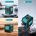 Kiprim Laser Level Self-Leveling Green Beam Horizontal and Vertical Cross-Line Laser for Construction,Picture Hanging,Wall Writing Painting,Home Renovation,Floor Tile, Carrying Pouch, Battery Included