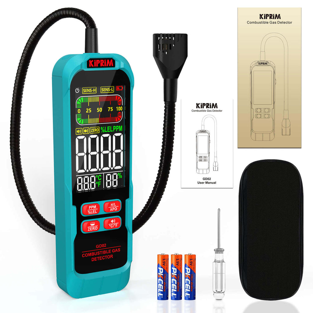 Kiprim GD02 Gas Leak Detector with Extended 15.7in Gooseneck - Kiprim