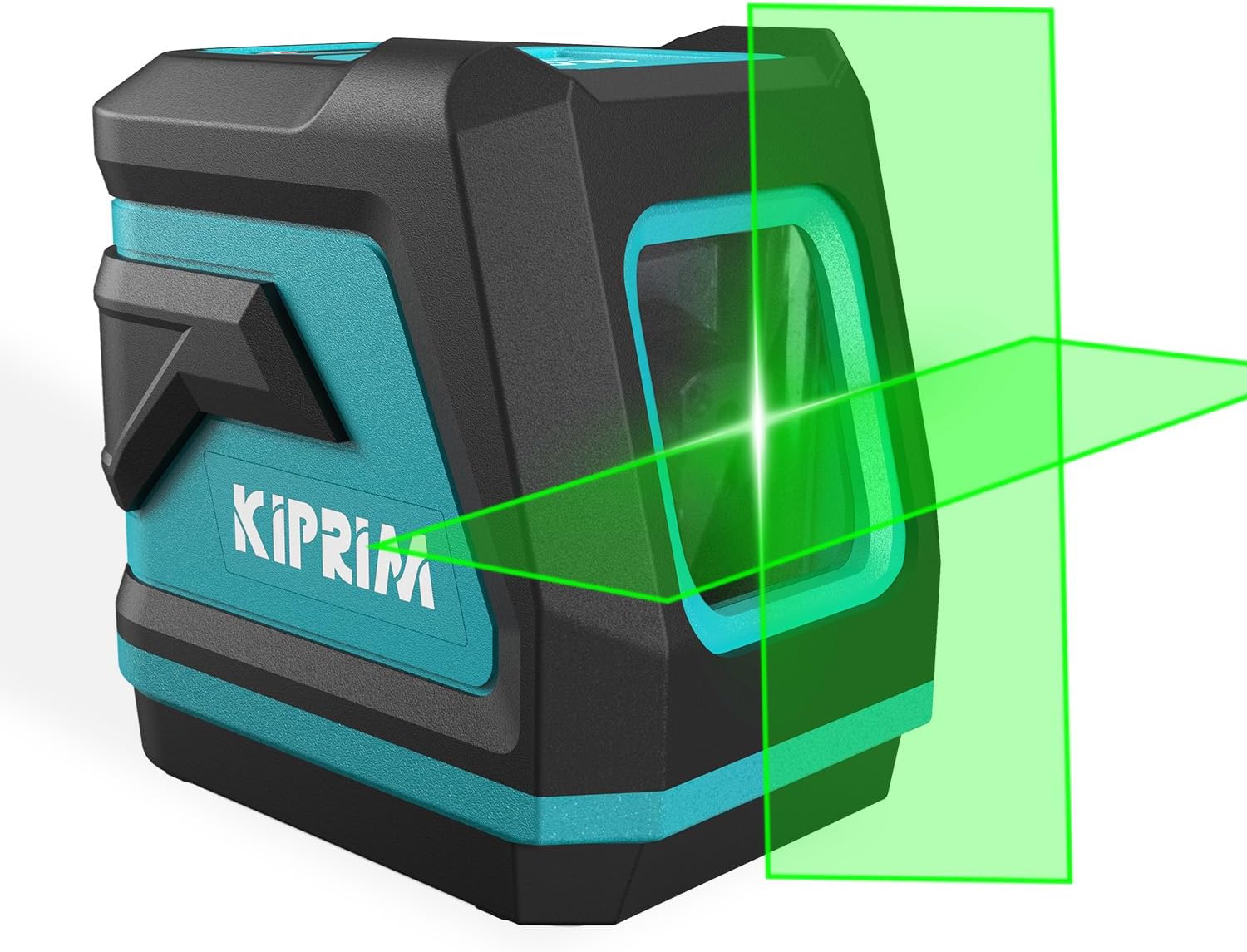 Kiprim green laser cross line level tool projecting bright green horizontal and vertical laser lines